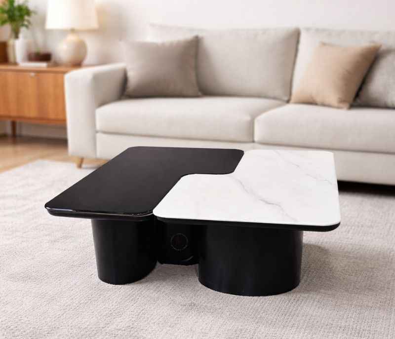 1134 Centre Table Marble Top and down wood base (HYD)(SN)