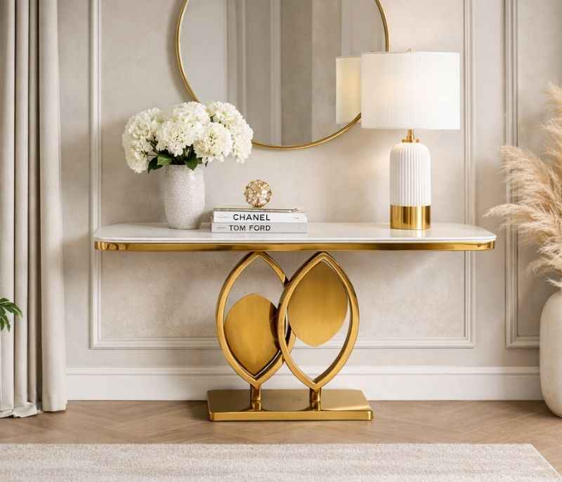 Console 54 Marble Top PVD Gold Base (HYD)