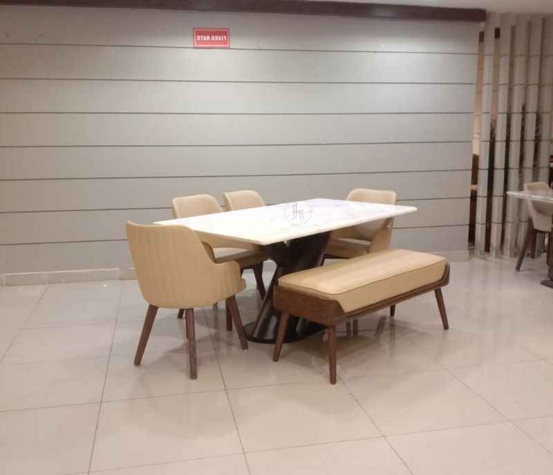 Image 2 for DT Axe - Dc 334  Dining Table 1+ 4 chairs +1 Bench Composite Marble (SKN OTD)