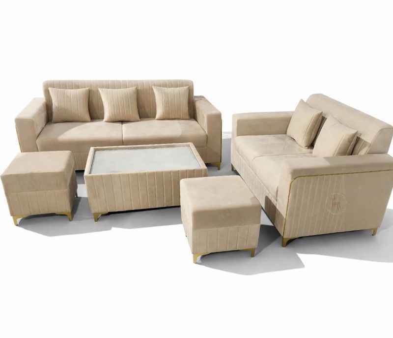 Image 4 for New Oreo 3+2+CT+2 Puffy Sofa Set Velvet Fabric (BWD)