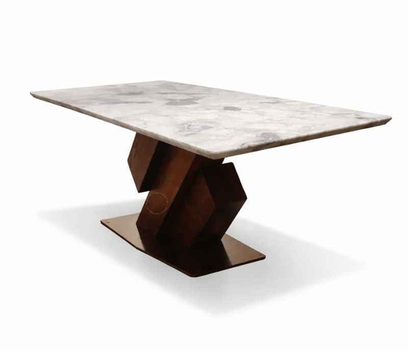 Image 2 for Irish 6 Seater Marble Dining Table with Wooden Base 6X3