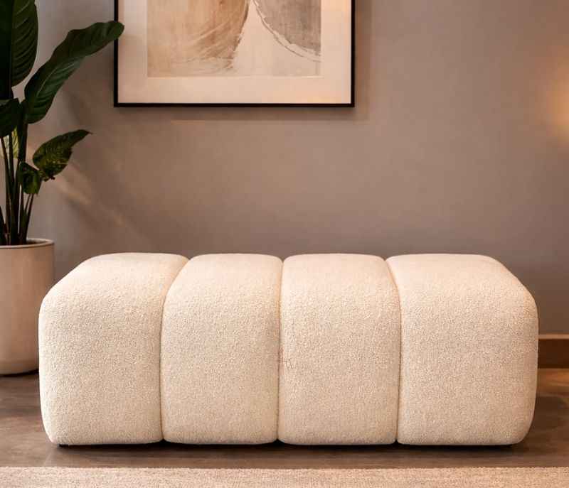 Image 2 for Compa Sofa 3+ Lounger Plus Puffy Buckle Fabric Upholstery Solid Miranda Wood (WH)