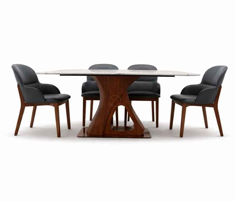 Image 4 for DT 182-136 6 Seater Marble Dining Set with Leatherette Upholstery (BWD)