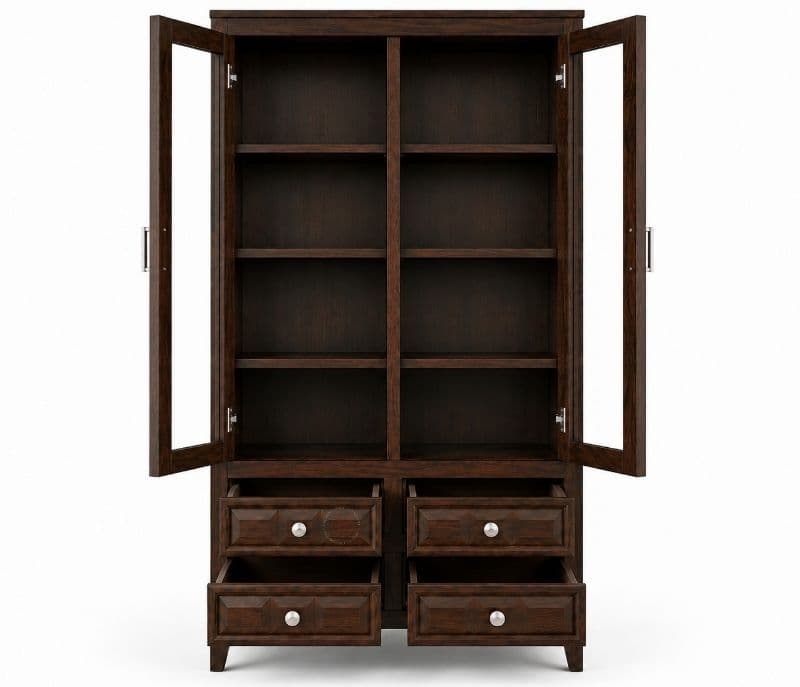Image 4 for Venice Glass Crockery Cabinet / Bookshelf Sheesham Wood (WI)