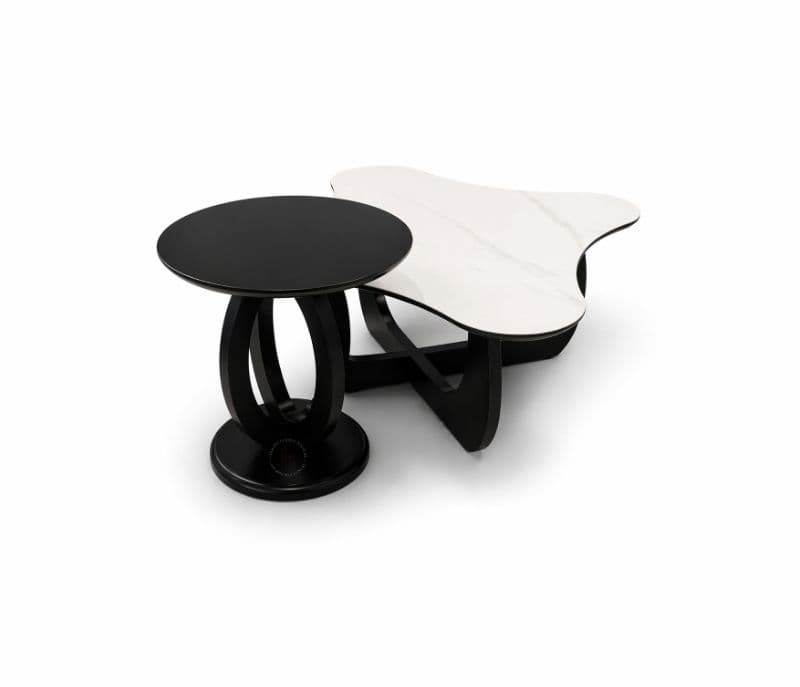 Image 3 for CJ 076  1+1 Centre Table Marble Top Plus Wood Corner Table (HYD)