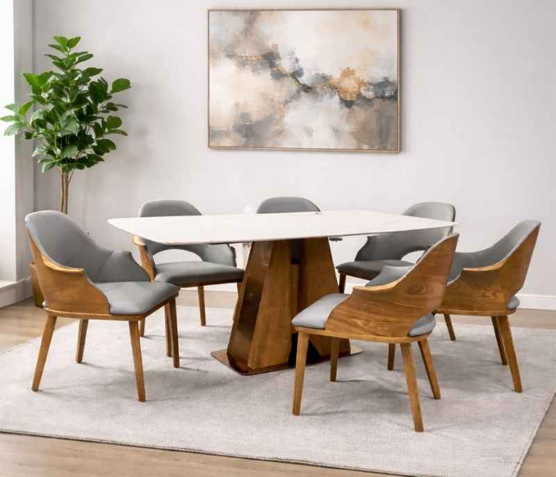 687/2136 Imported Oak wood with pvd rose gold and Marble Set 1+6  BS-(CP)