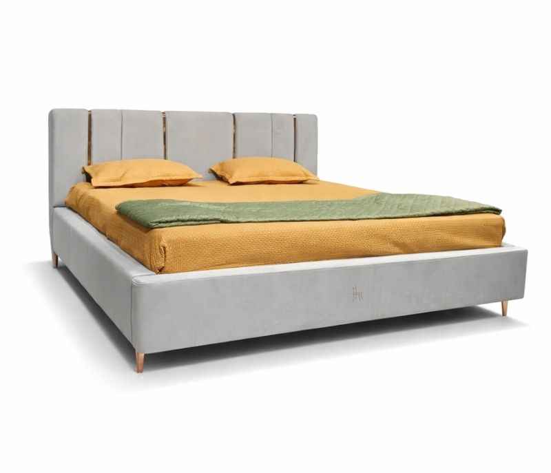 Image 4 for Lux King Sized Bed Without Storage (Velvet, Grey) (KORA)