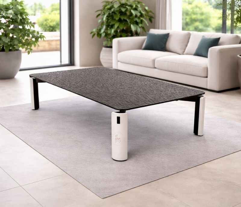 Centre Table D2516 Frost Glass With Metal Base Support (HYD)