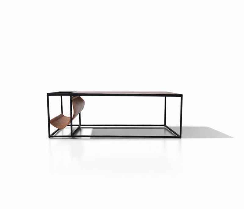 Image 6 for Leather CT Coffee table With Wooden Top And Metal Base (WF OTD)