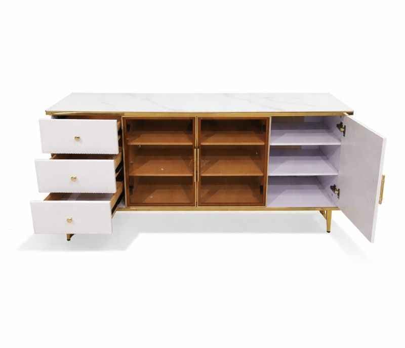 Image 4 for G6406 Side Board Cabinet  Ceramic With Duco Paint Finish With PVD Gold Metal Legs (HYD OTD)