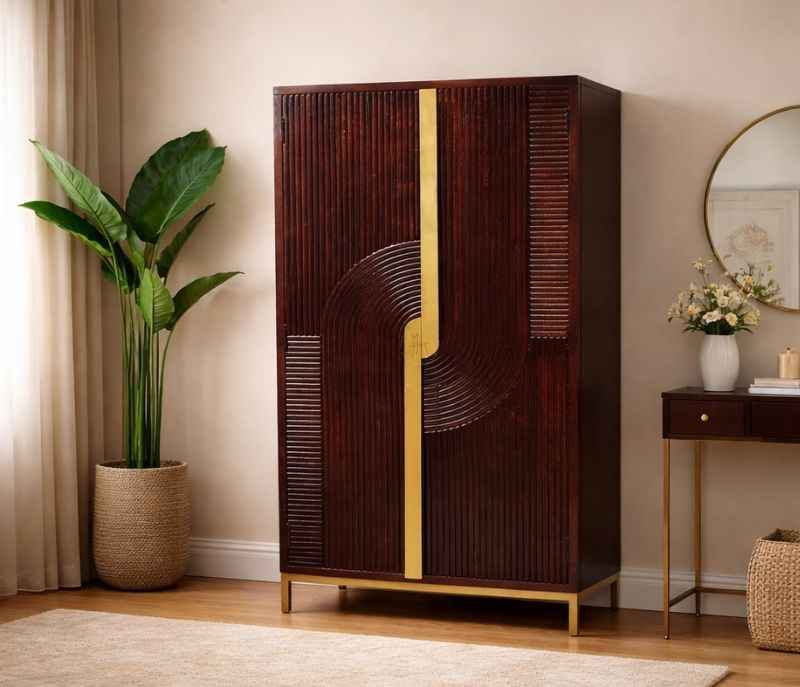 MWLG 2510 Wardrobe With Solid Accacia Wood 2 Doors (HYD OTD)