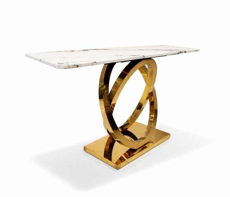 Image 4 for Console 50 Composite Marble Top With PVD Gold Metal Base (HYD)(CP)
