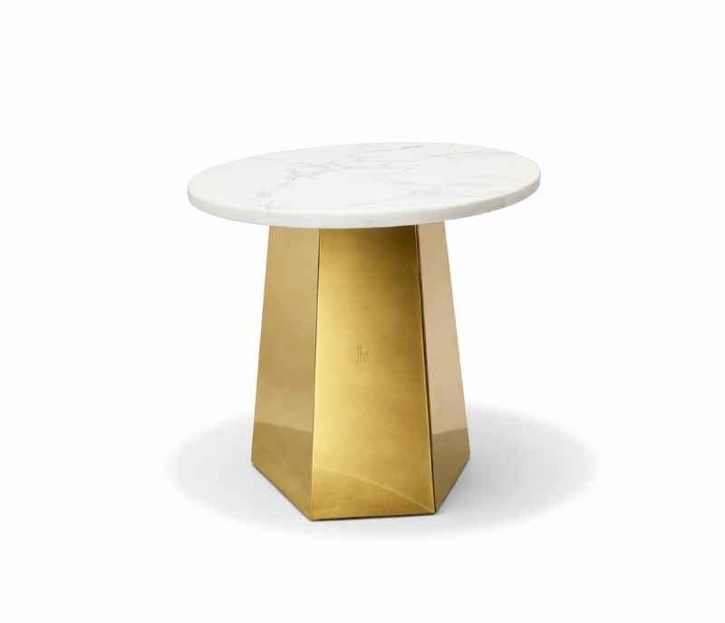 Image 4 for Corner Table 32 Gold Base Marble Top (HYD)
