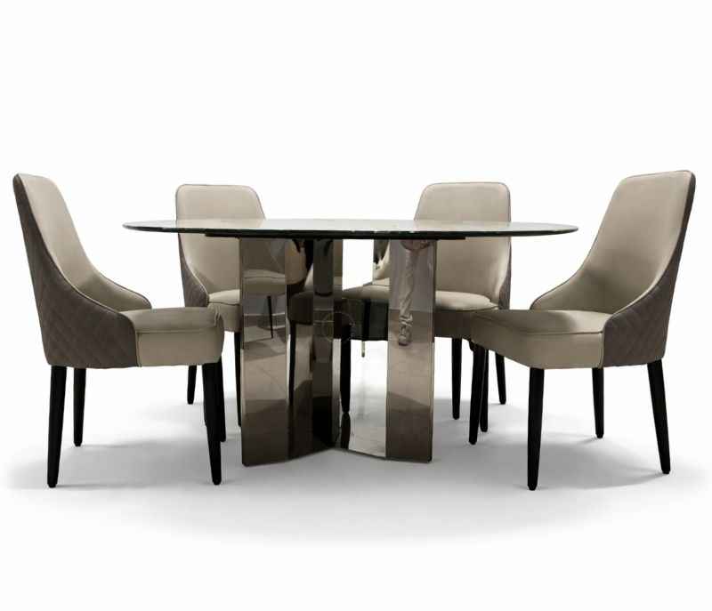 Image 4 for 623 6 Seater Marble and Rubberwood Dining Set with Premium Leatherette Upholstery (BWD)