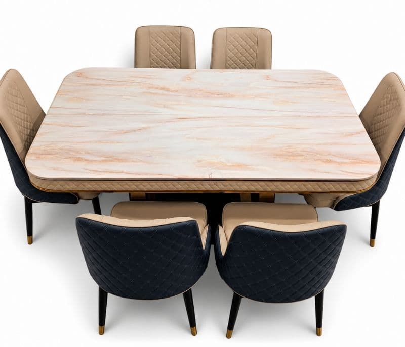 Image 19 for C143/414-5 Beige Blue 1+6 Seater Marble Top