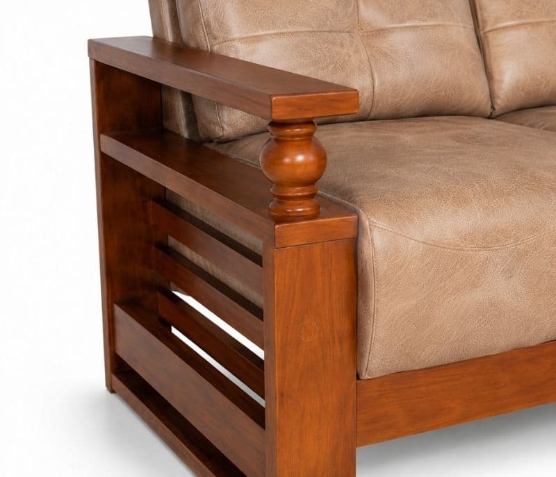 Image 5 for Rolled L-Shape Sofa Solid Rubber Wood (ZAM) (OWD)