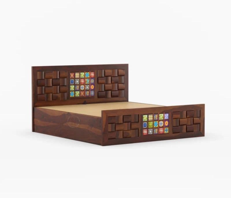Image 8 for Tiles Sheesham Hydraulic Storage  Premium Solid Sheesham Wood Honey Finish (SCV _PKU)