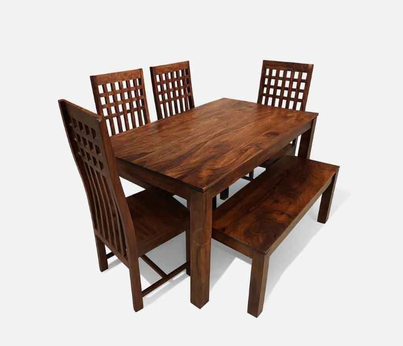Image 2 for BG-W-48/W-62 Dining Set 1+4 Chair + Bench (BSK)