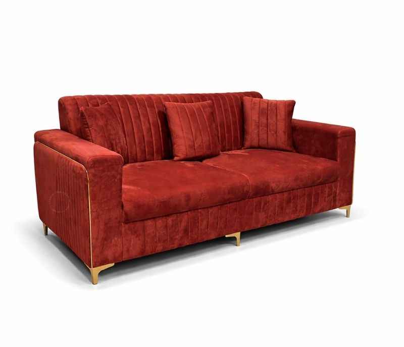Image 3 for New Oreo Sofa 3+2+2 Puffy+Center Table With Glass Velvet Fabric  (EC)(HYD)