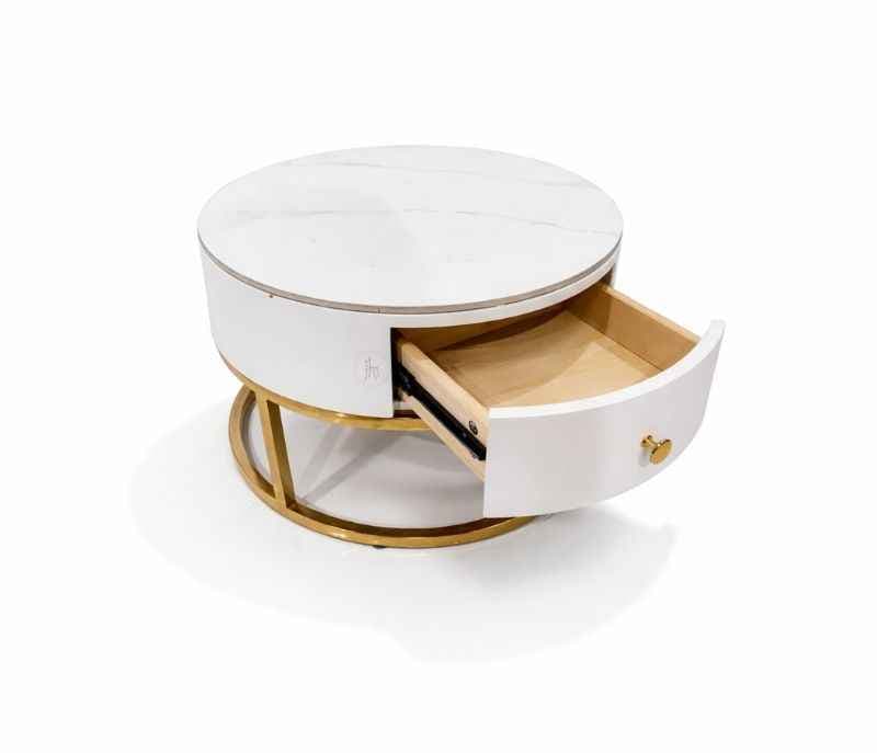 Image 5 for 601 Centre Table Ceramic Top And Down Metal Base Gold PVD
