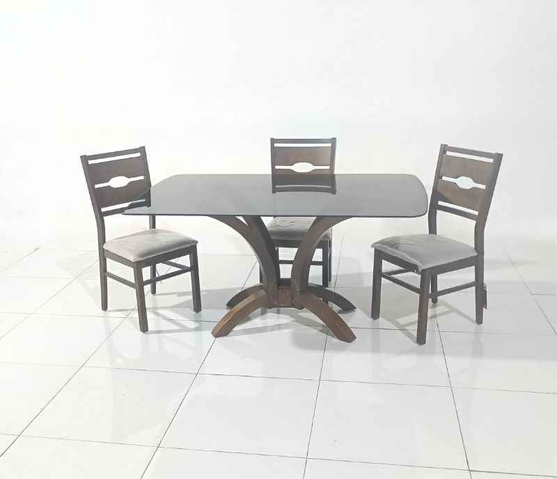 Image 2 for Megan-DC Dining Chair+Rock-1500-DT-Wedge Table Base + Glass (EC OTD)
