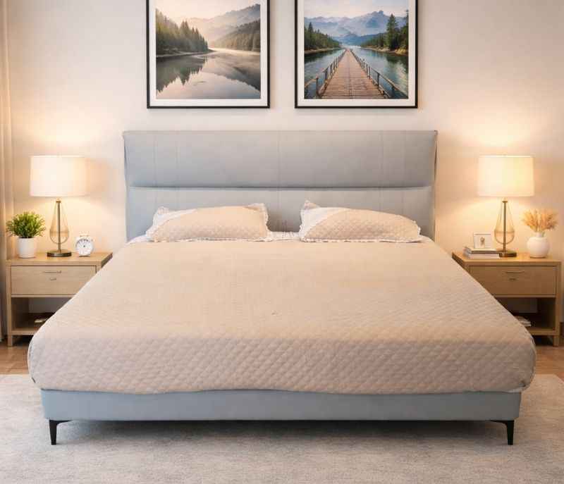 189 King Size Bed Without Storage Leather Upholstery With Pine Wood Frames (HYD)