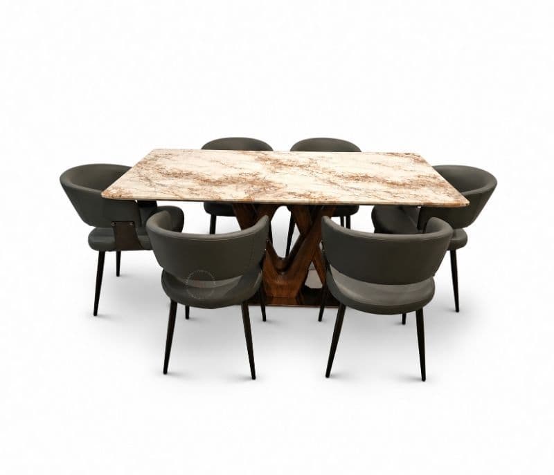 Image 4 for DT 2482/126 Marble Top Metal Base 1+6 Seater