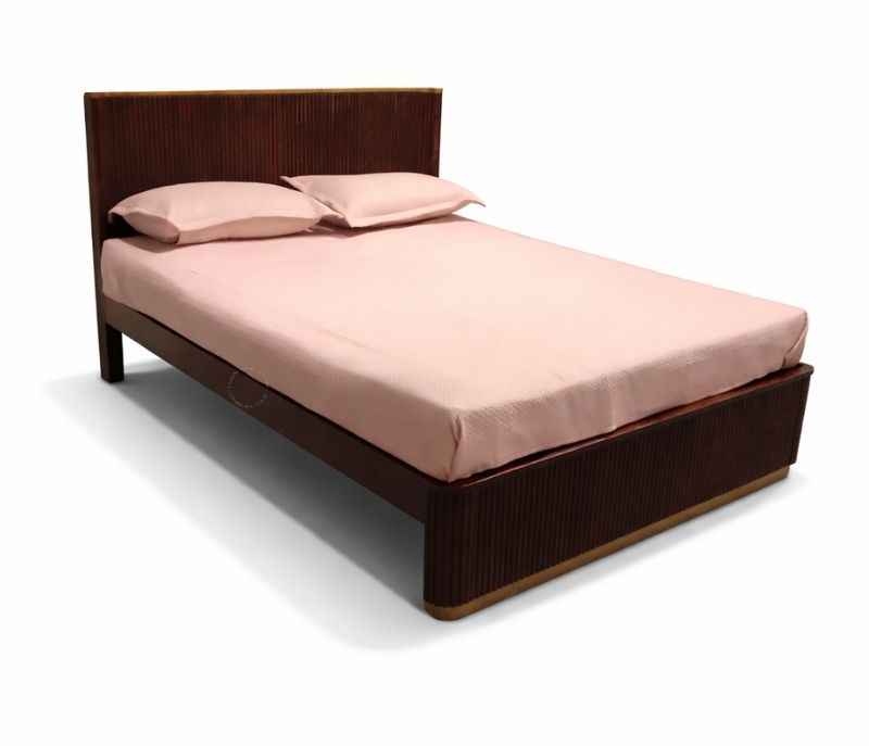 Image 6 for Fluted Queen Size Without Storage ( Acacia Wood, Brown)(EC)