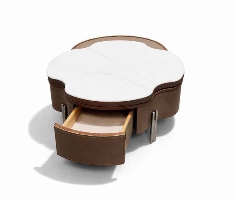 Image 6 for Center Table 3 Marble Top With Storage Combined Wood And Metal Legs Support (HYD)