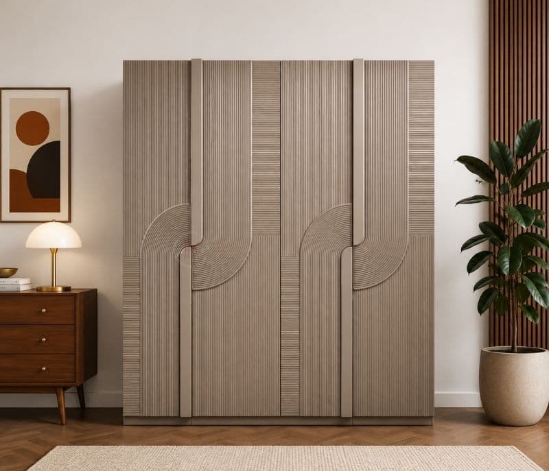 Image 2 for 21004 Bedroom Set King Size Hydraulic Bed  2 Bed Side Tables & Wardrobe (WF)