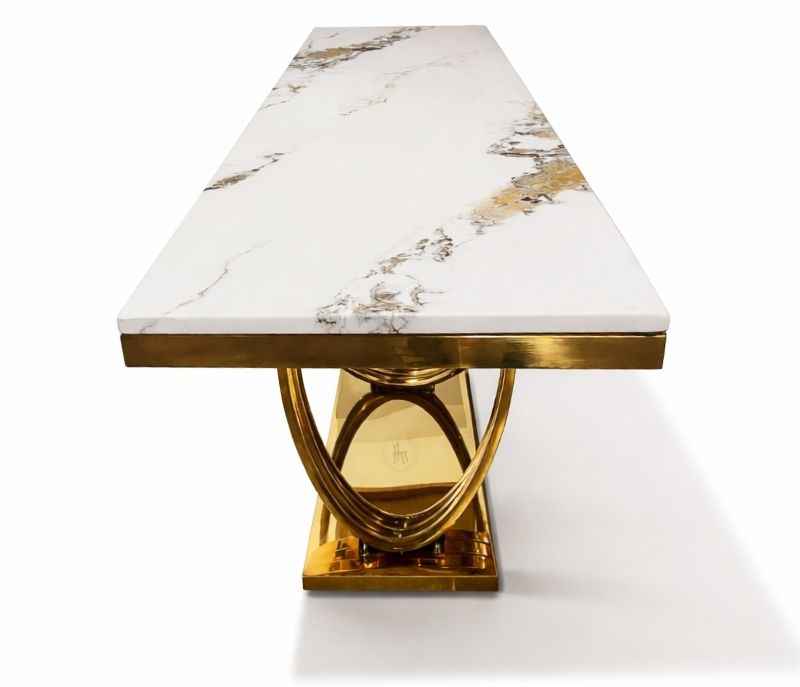 Image 4 for Console 49 Composite Marble Top With PVD Gold Metal Base (HYD)(CP)