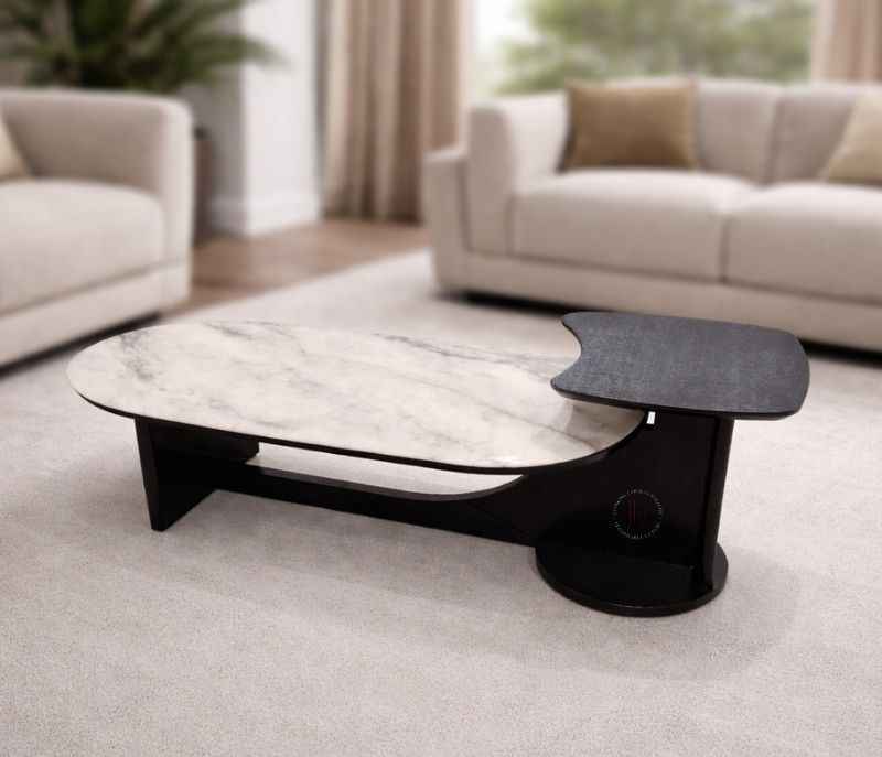 Centre Table 1079 Top Marble With Ash Wood Base Support (HYD)