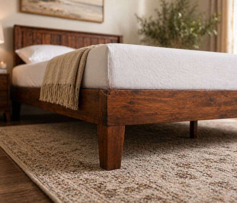 Image 3 for Zinus Sheesham Cot Premium Solid Sheesham Wood Queen Size Without Storage Wood Honey Finish (SCV _PKU)