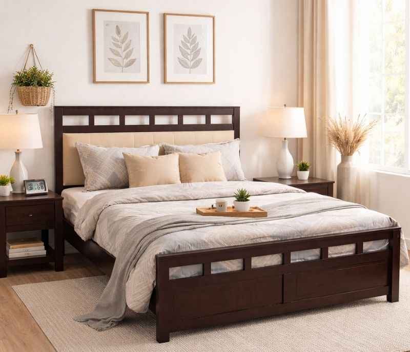 Alina Cot Queen Size Without Storage Solid Sheesham Wood (EC)