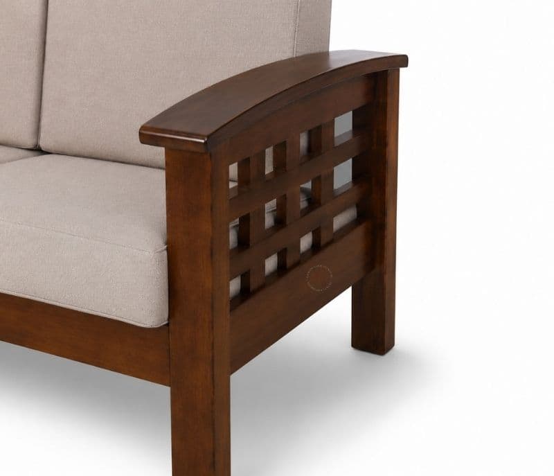Image 5 for Checked Sofa 3+1+1 Seater Solid Rubber Wood (ZAM) (OWD)