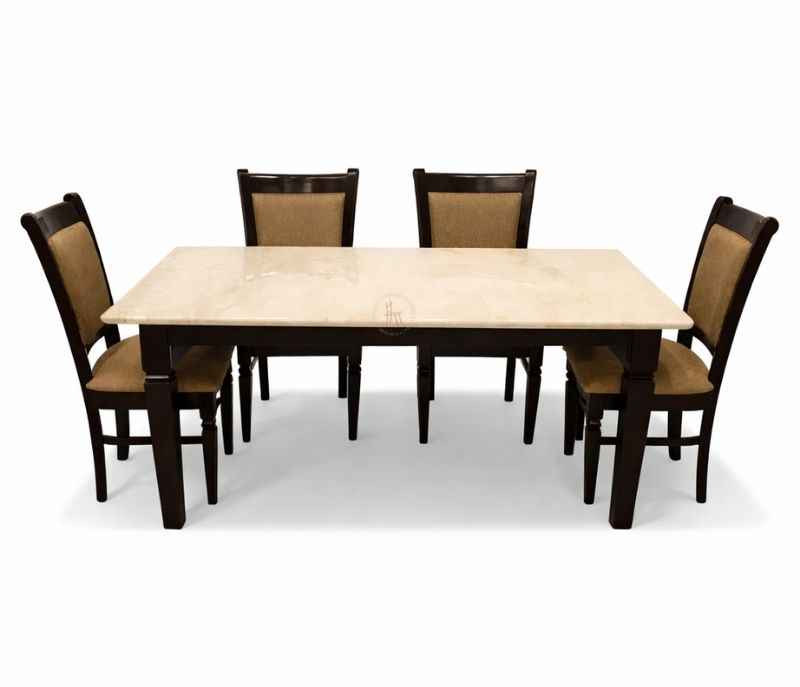 Image 4 for Classic 44 6 Seater Marble and Teak WoodDining Set with Bench and Preimium Fabric Upholstery (BS-BSK)