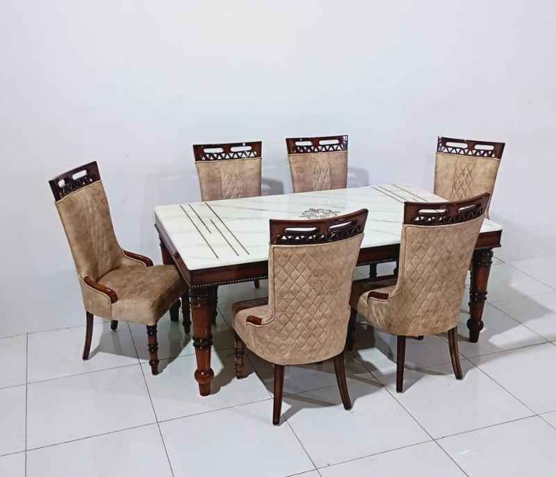 Image 3 for Double-Handle-1+6 Dining Set Marble Top (BTM OTD)