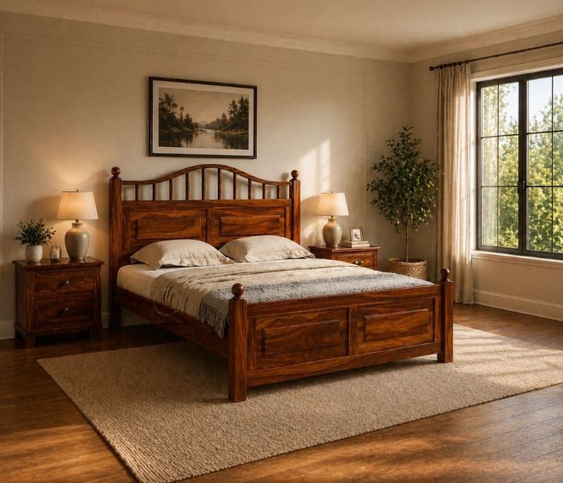 Bowie Sheesham Cot Premium Solid Sheesham Wood Honey Finish (SCV _PKU)