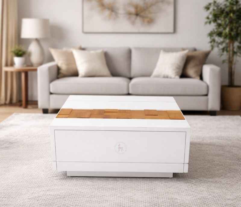 Center Table New Wooden And Pu Top (WH OTD)