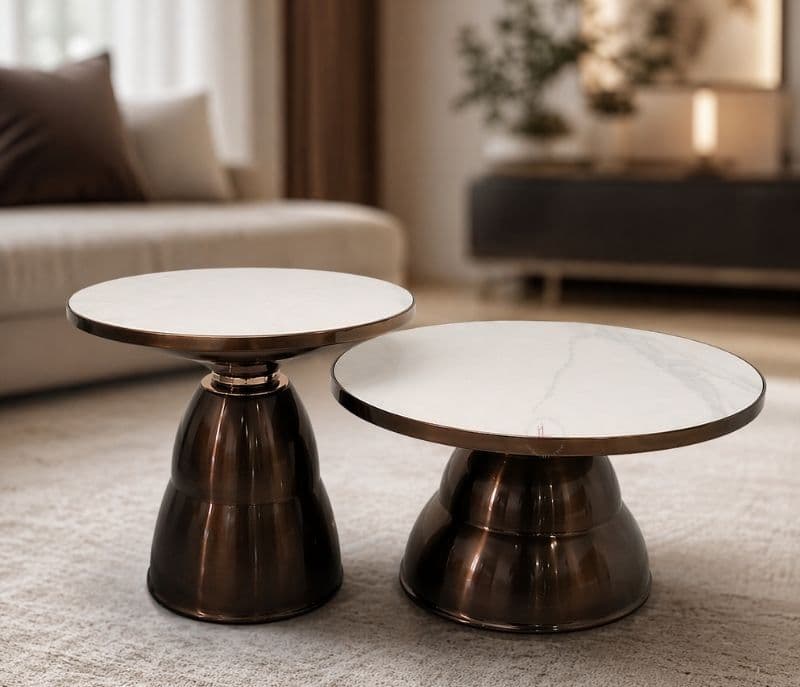 Centre Table With Ceramic Top And Metal Base (HYD)
