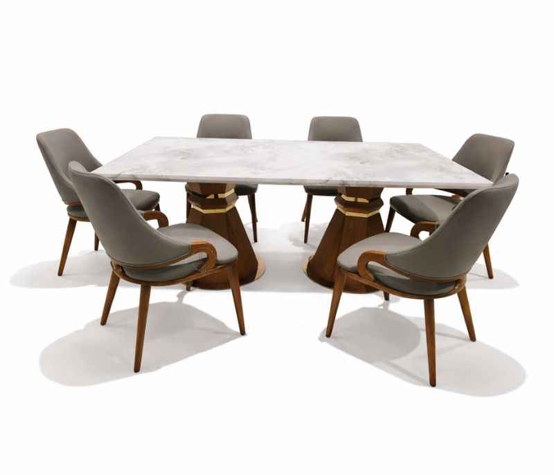 Image 3 for 6657/654/8009 Marble Top 1+6 Dining Set