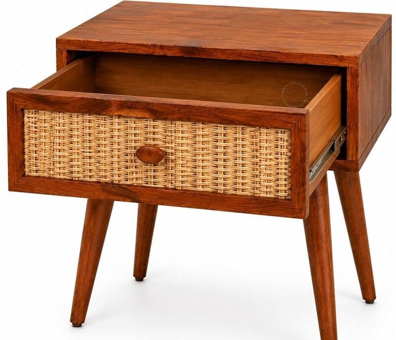 Image 5 for Roma 1 Drawer Cane Bedside Table Sheesham Wood (WI)