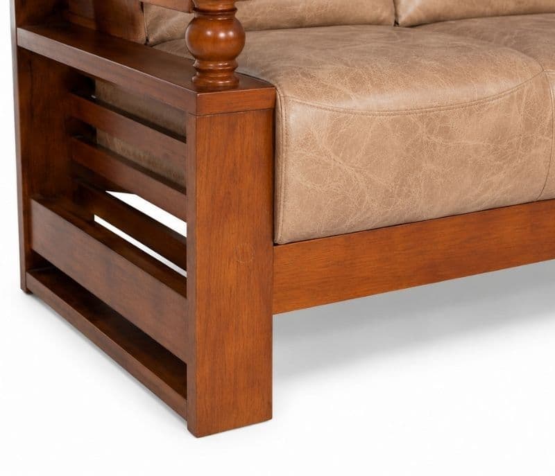 Image 6 for Rolled L-Shape Sofa Solid Rubber Wood (ZAM) (OWD)