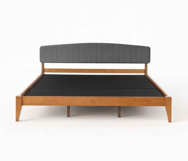 602000117- ESTRE Mexican Prickly Rubber Wood King Size Bed Fabric Upholstered Headboard ELVIS (WH OTD)