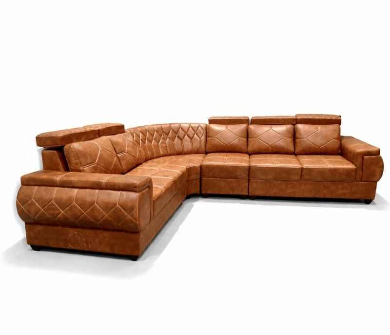 Image 6 for Bugati L-Shape Collection Sofa 2+1+C+2+CT+2 Puffy Micro Suede Fabric (Brown) (EC)