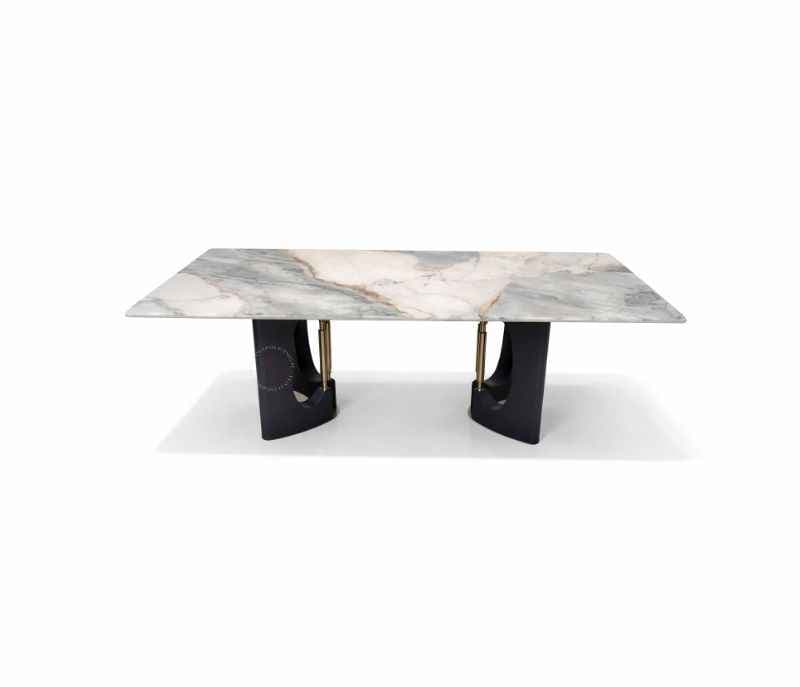 Image 14 for DT T67+C56+DINING CHAIR  ZL078 Marble Top Base With Ash Wood Metal Support 1+8 Seater