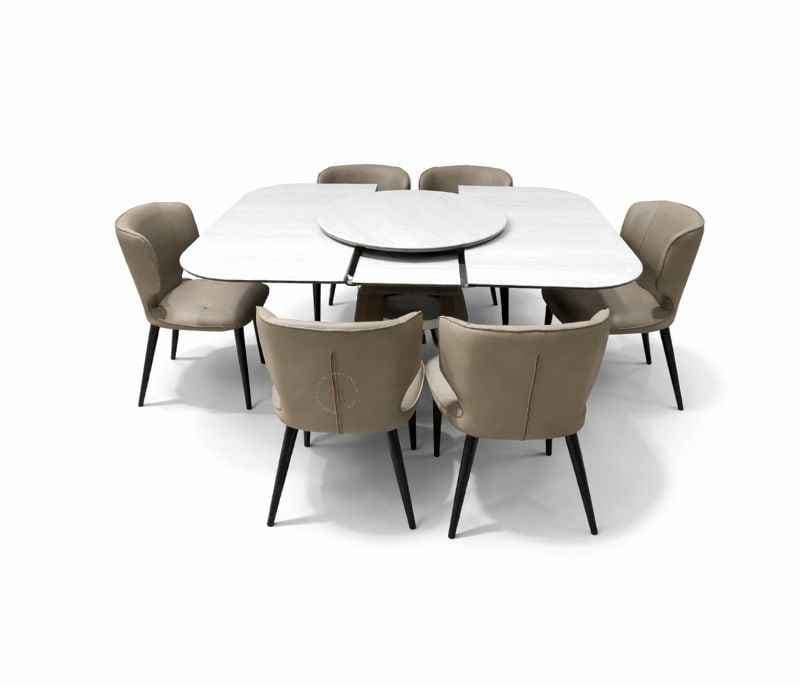 Image 2 for Expandable Dinning Table 662. Chair 125 Artificial Marble Top  1+6