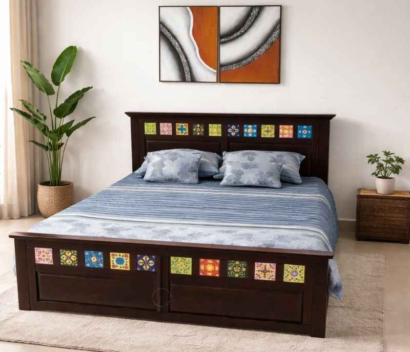 Tile -QB Cot Queen Size Without Storage (SKN)