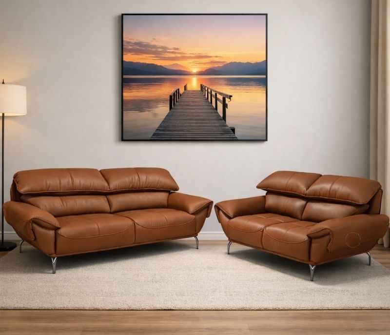 F1 3+2 Seater Micro Suede With Neem Wood Metal Legs (EC)