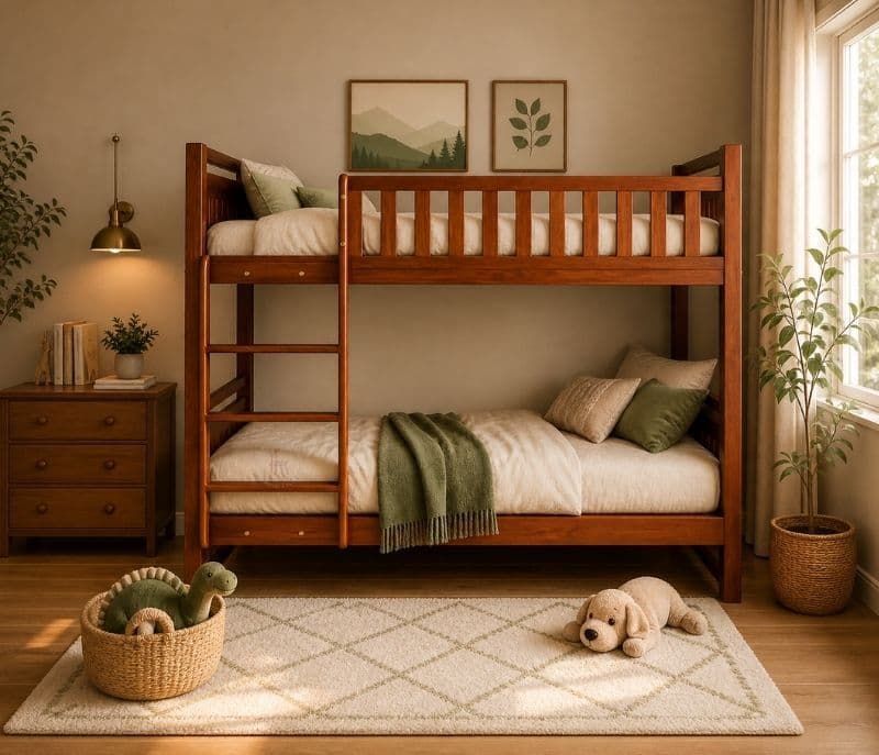 The Cozy-Climb Bunker Bed In Solid Mahogany Wood (WH)(BWD)